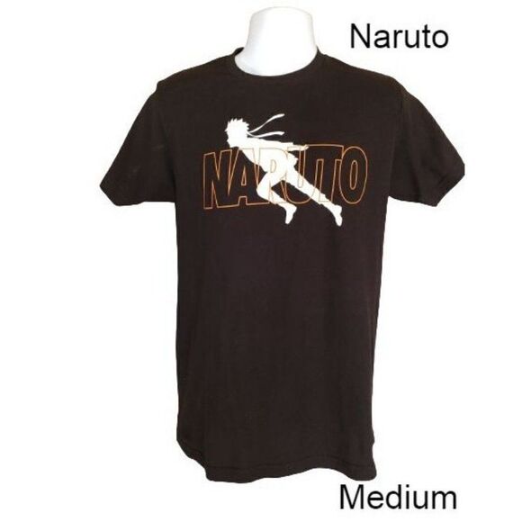 Men's Naruto Graphic Tee Naruto Running Silhouette Black Medium NWOT - Picture 1 of 4